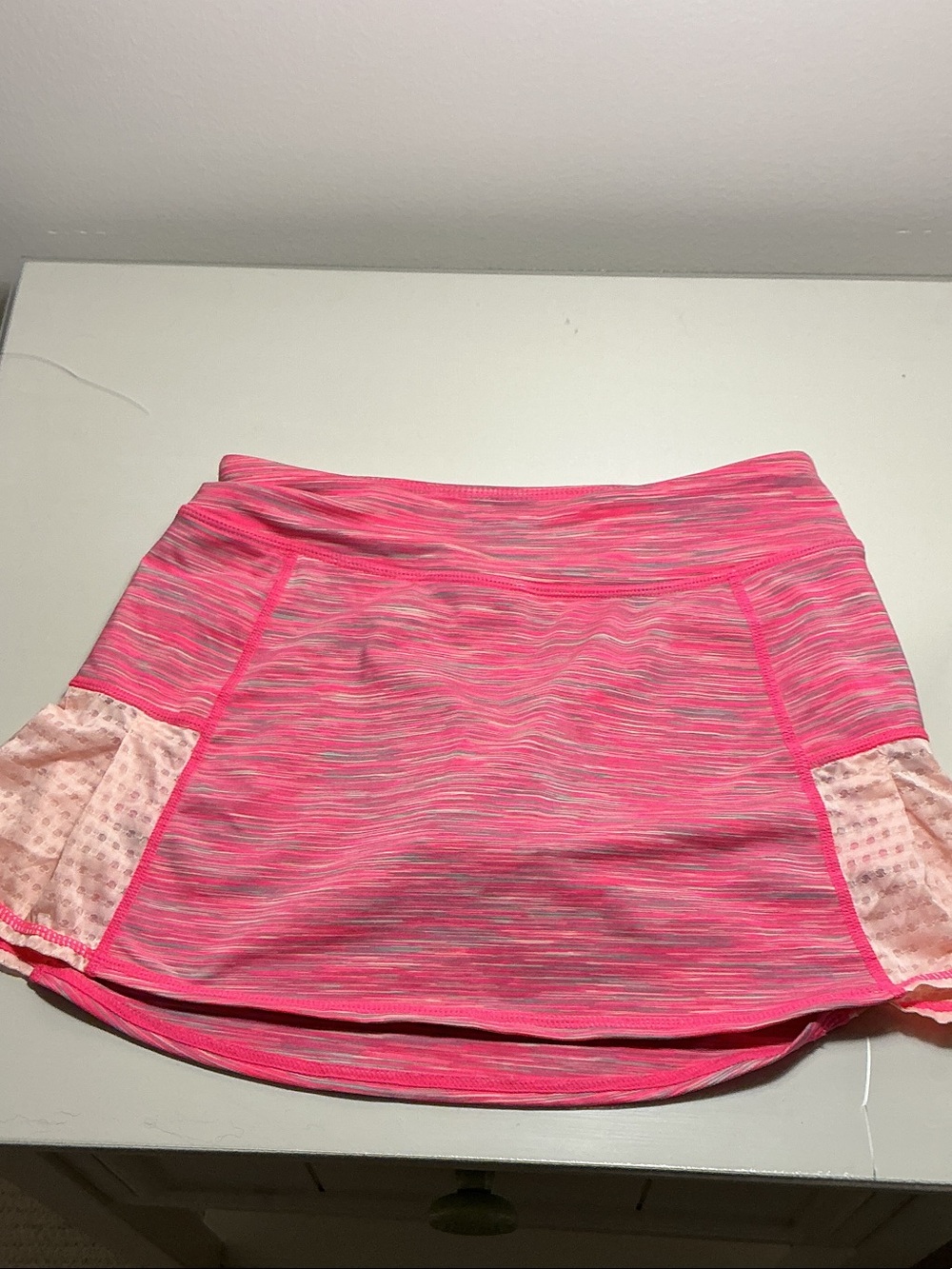 Zella Girl Hot Pink Heathered Skater Skort with Light Pink Mesh Pockets